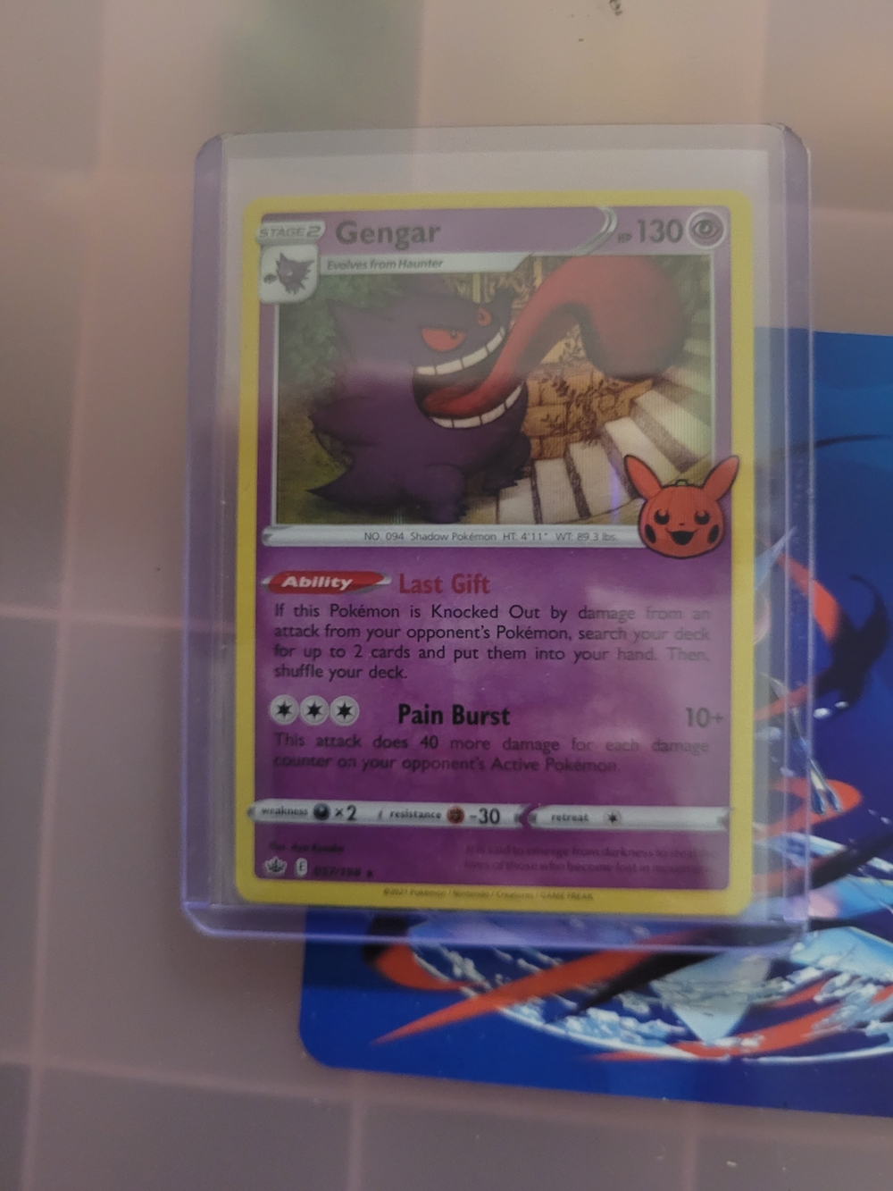 Pokemon Gengar Psychic Type Card - Purple and Yellow